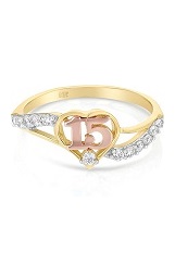 adorable little two tone 15 years gold baby ring 